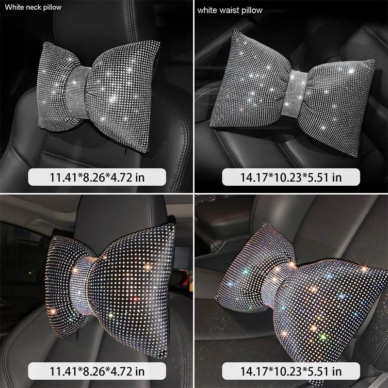 Universal luxury rhinestone diamond bowknot car headrest