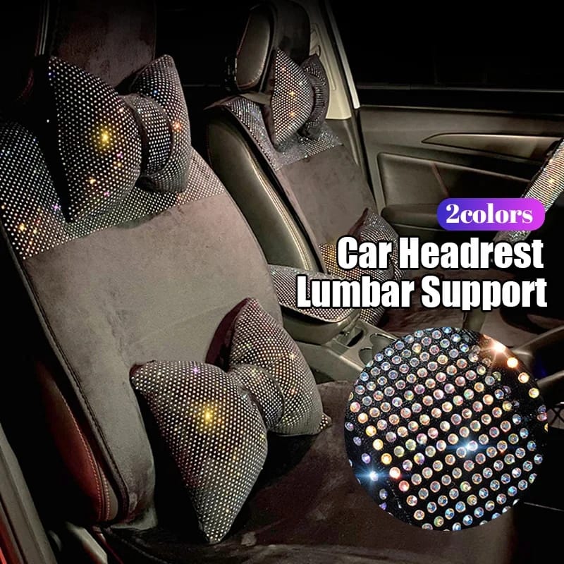 Universal luxury rhinestone diamond bowknot car headrest