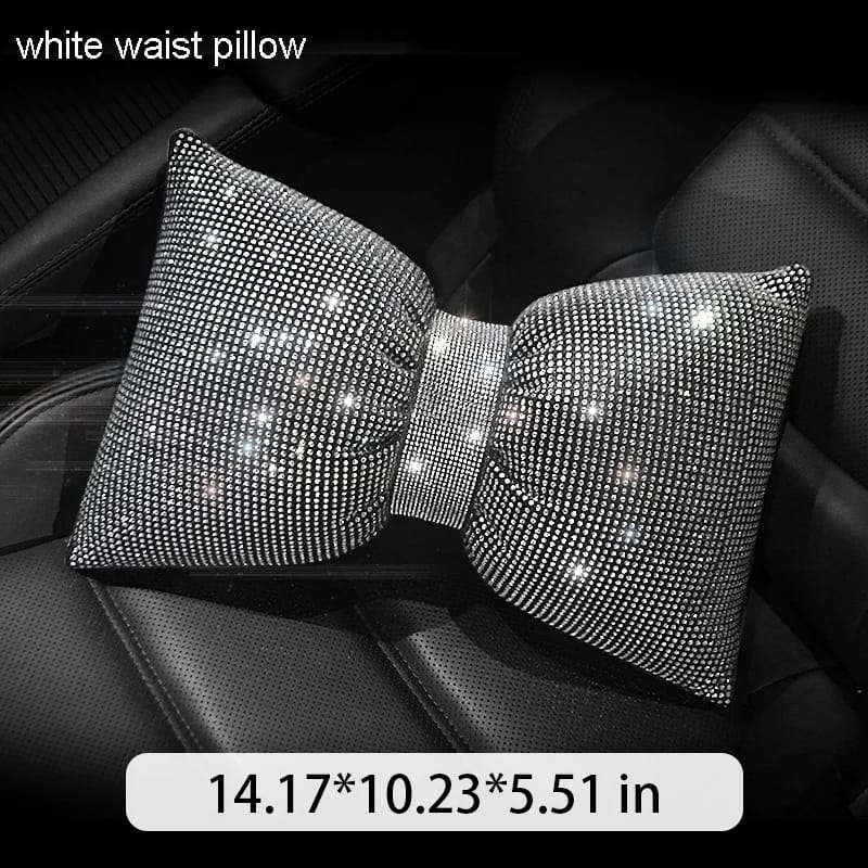 Universal luxury rhinestone diamond bowknot car headrest