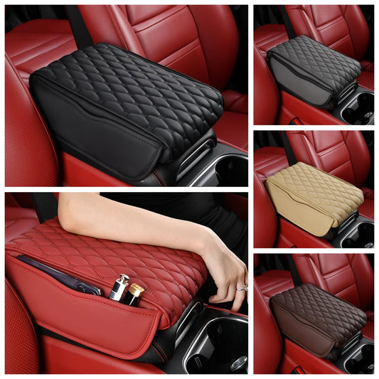 Universal car armrest pad with side storage
