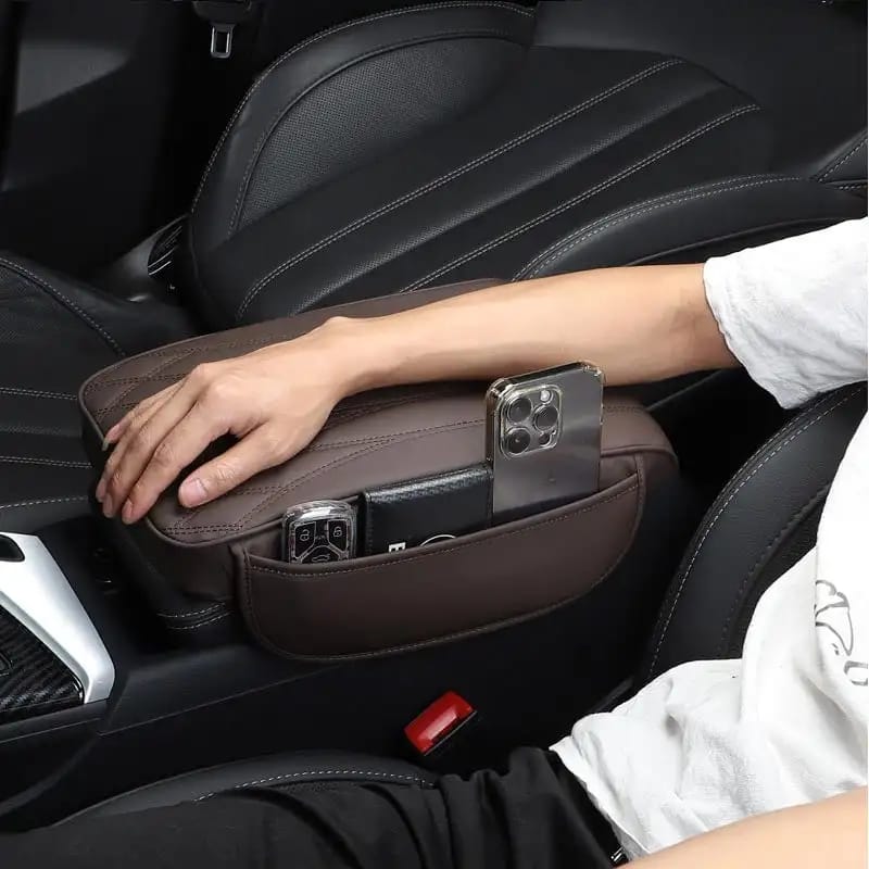 Universal car armrest pad with side storage