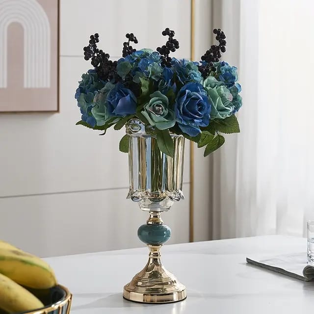 Luxury metal glass vases