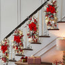 Christmas Swag Wreath Pendants LED Lights Staircase Wreath Ornament Swag Trim Garland Door Window Decoration