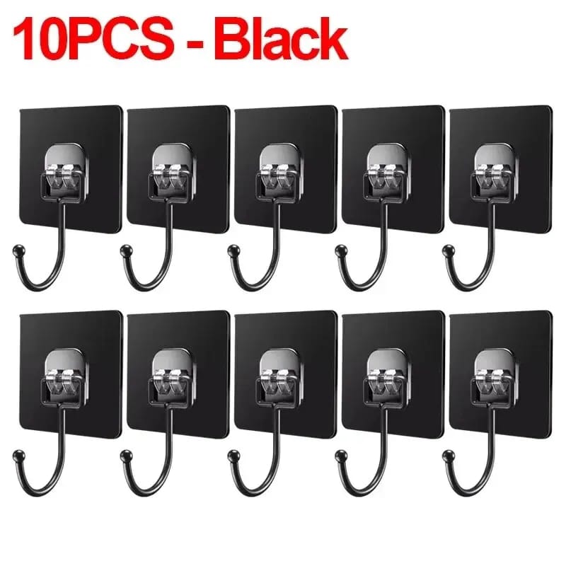 10pcs Black transparent multipurpose adhesive hooks