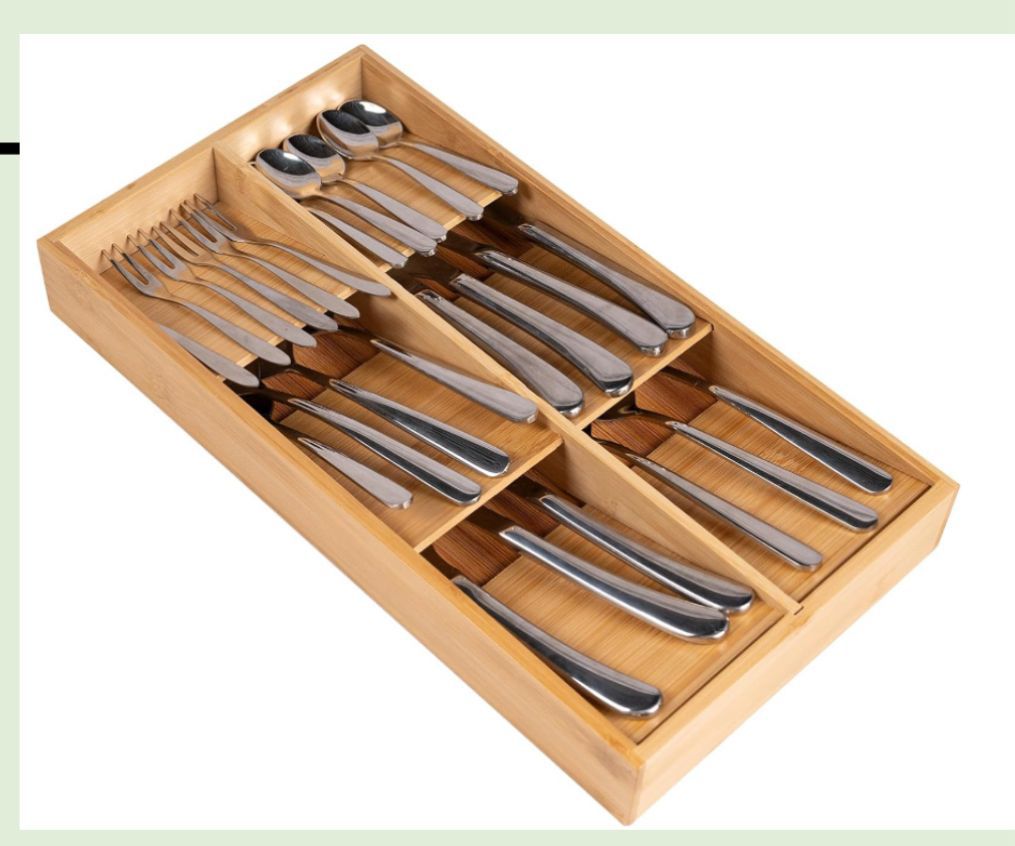 Eco-Friendly Bamboo Cutlery Organizer.