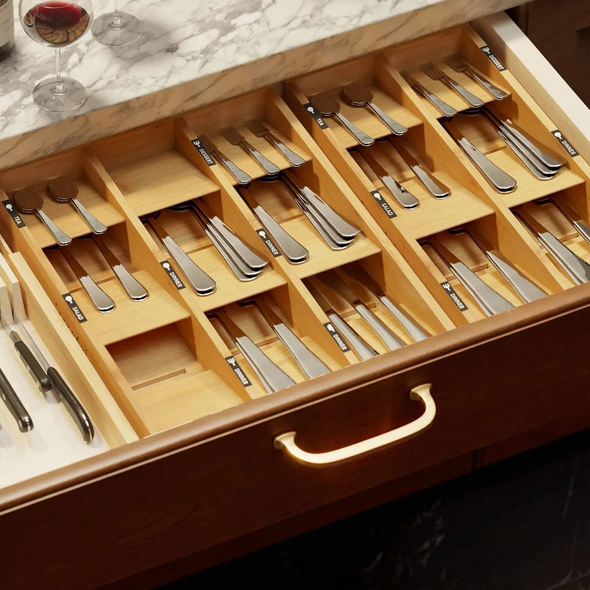 Eco-Friendly Bamboo Cutlery Organizer.