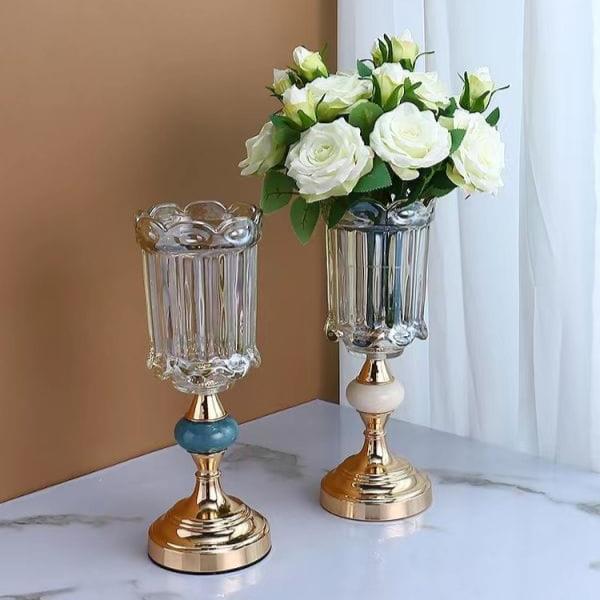 Luxury metal glass vases