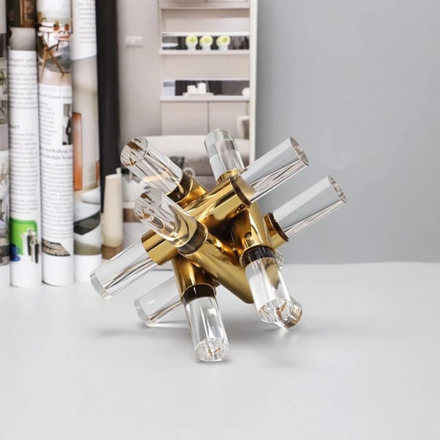 Acrylic Metal Gold Abstract Cube Figurines