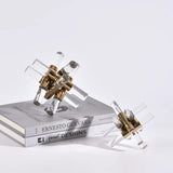 Acrylic Metal Gold Abstract Cube Figurines