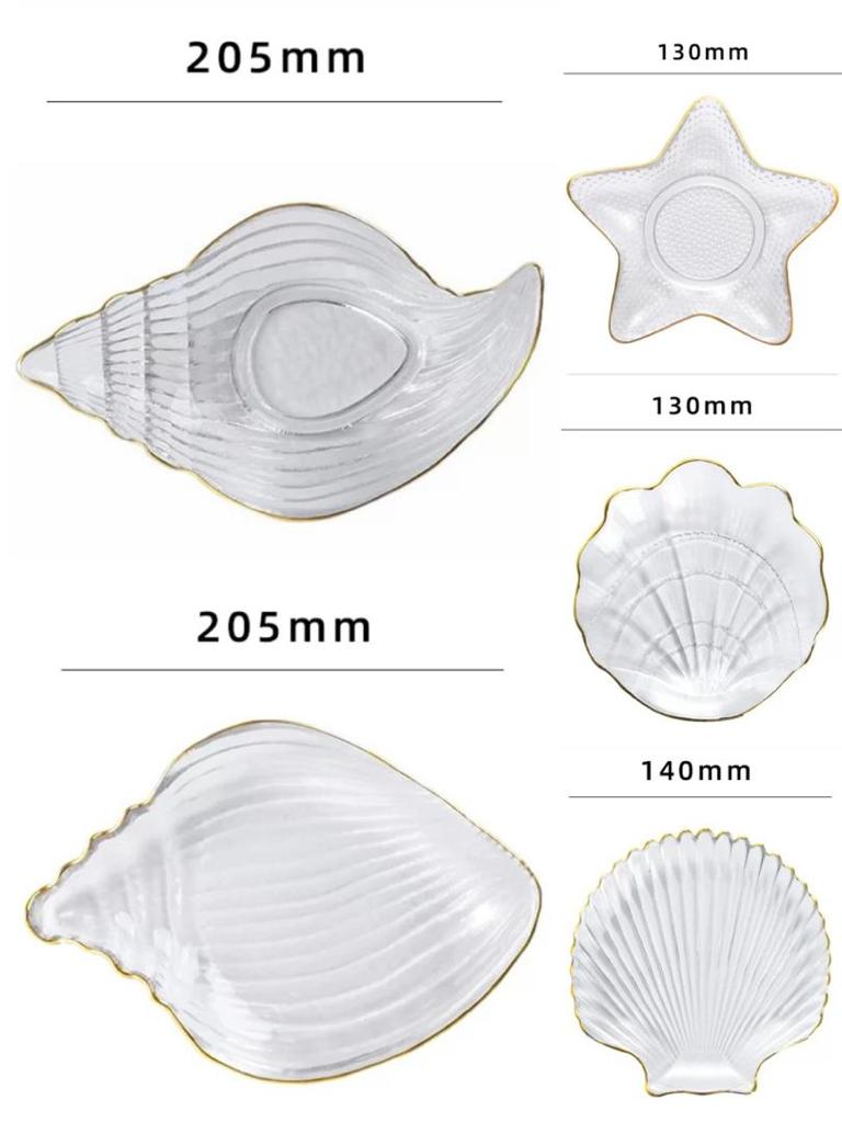 5pc Nordic style clear conch shape shell salad/decor dish