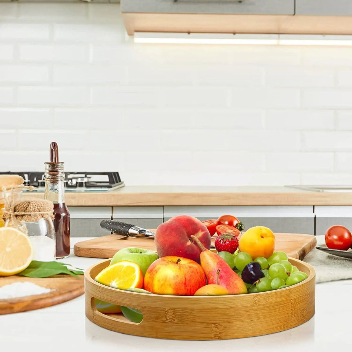 MULTIFUNCTIONAL BIG SIZED 4  IN 1 BAMBOO TRAYS.