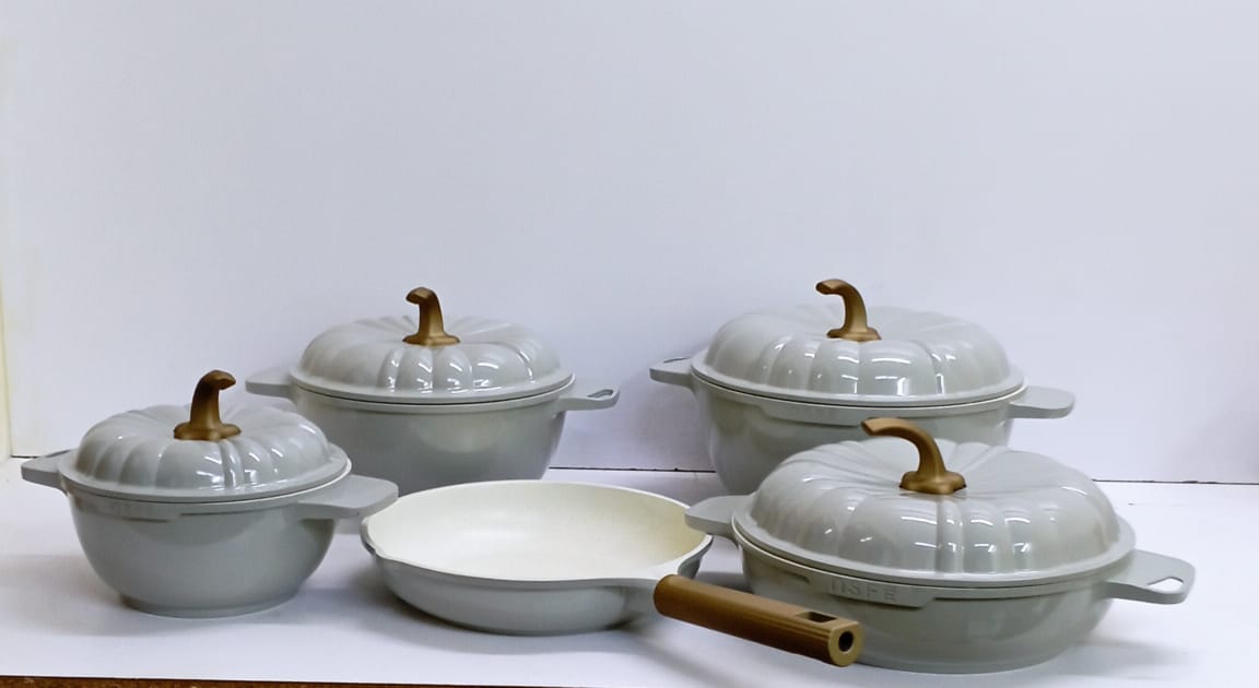 9Pcs USFE Pumpkin Granite cookware set