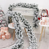 2.7M Christmas Pine Garland Snow Flocking Falling Cedar Rattan Artificial Greenery