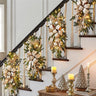 Christmas Swag Wreath Pendants LED Lights Staircase Wreath Ornament Swag Trim Garland Door Window Decoration