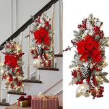 Christmas Swag Wreath Pendants LED Lights Staircase Wreath Ornament Swag Trim Garland Door Window Decoration