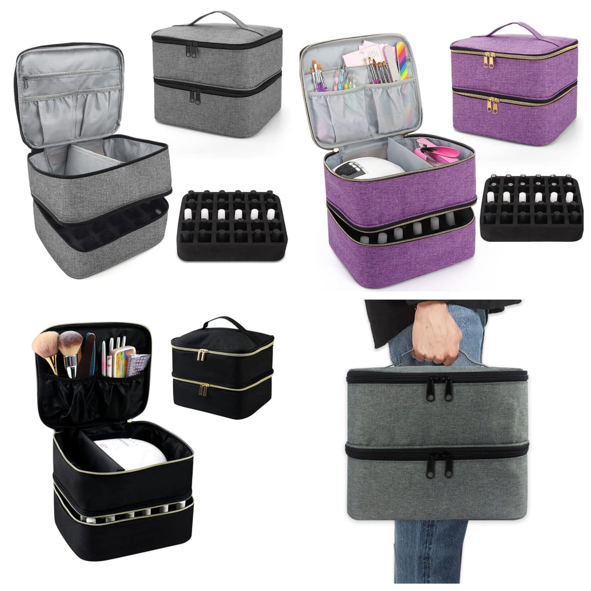 Nail polish travel organizer storage case