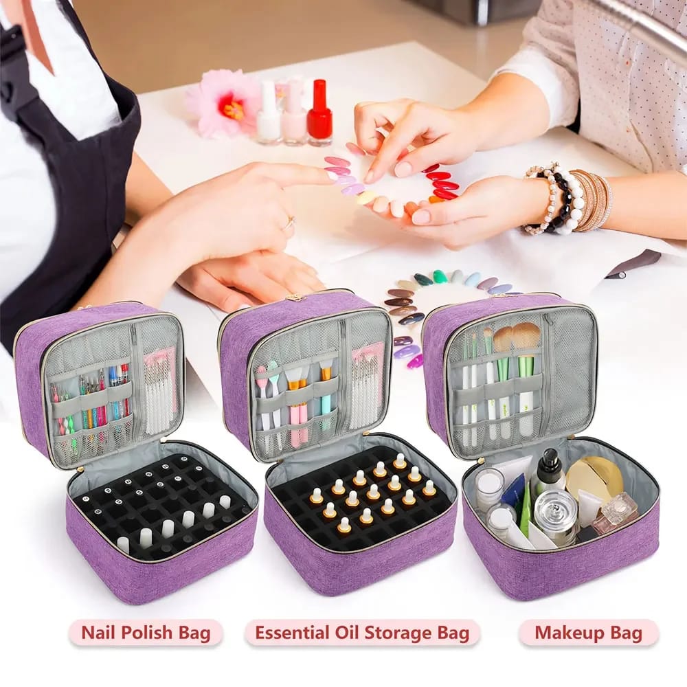 Nail polish travel organizer storage case