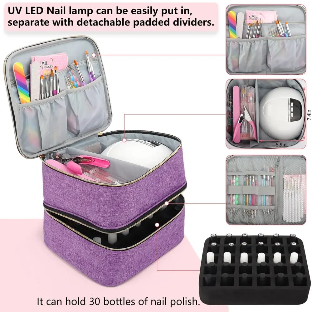 Nail polish travel organizer storage case