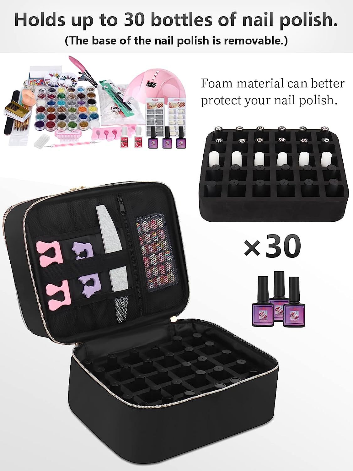 Nail polish travel organizer storage case