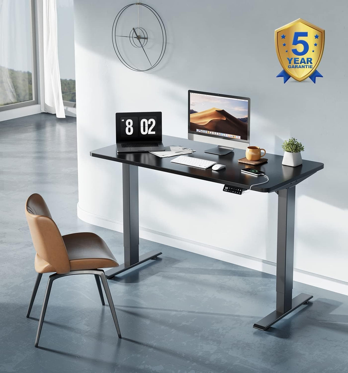 Adjustable Height Electric Standing Laptop Computer Desk  Workstation with Automatic Memory and Intelligent LED Display, 120 * 60