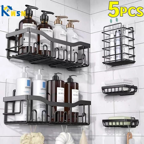 Shower Caddy Bathroom Organizer Pack Shampoo Holder Basket Shelves for Storage and Organization, Wall Suction Bath