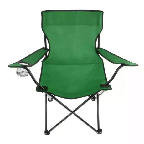 Foldable camping chair with cup holder pouch