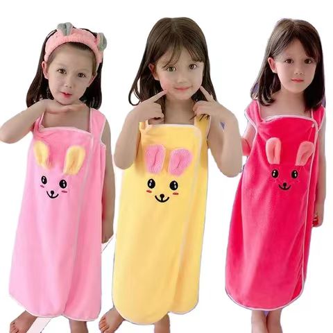 Bunny Cartoon Theme Wrap Towels for girls/ bathrobe