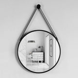 Round Hanging Mirror with Strap Decorative Wall Mirror 60cm