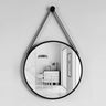 Round Hanging Mirror with Strap Decorative Wall Mirror 60cm