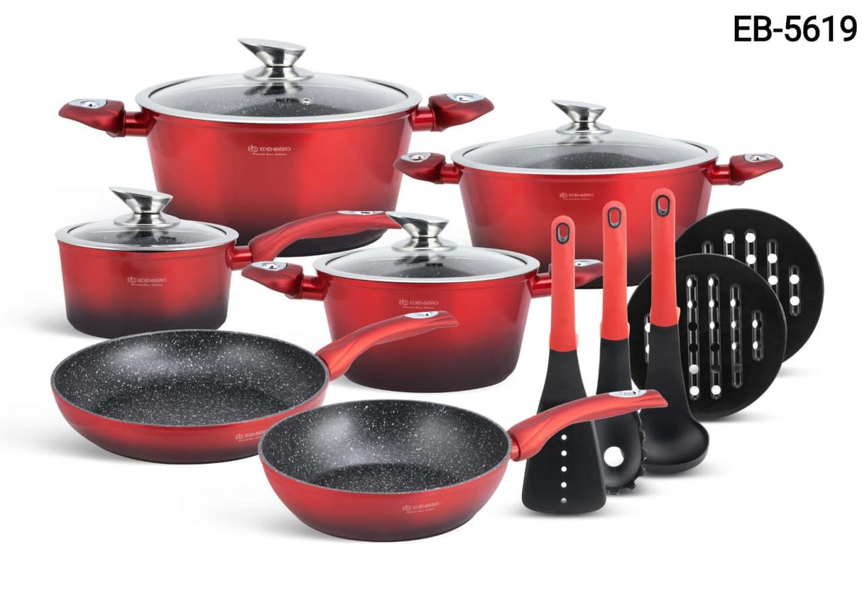 15Pcs Edenberg Cookware Sets With Kitchen Tools