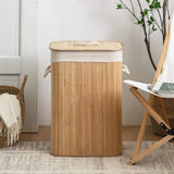 Wooden Laundry Hamper with Lid, Bamboo Laundry Basket with HandlesLaundry Basket