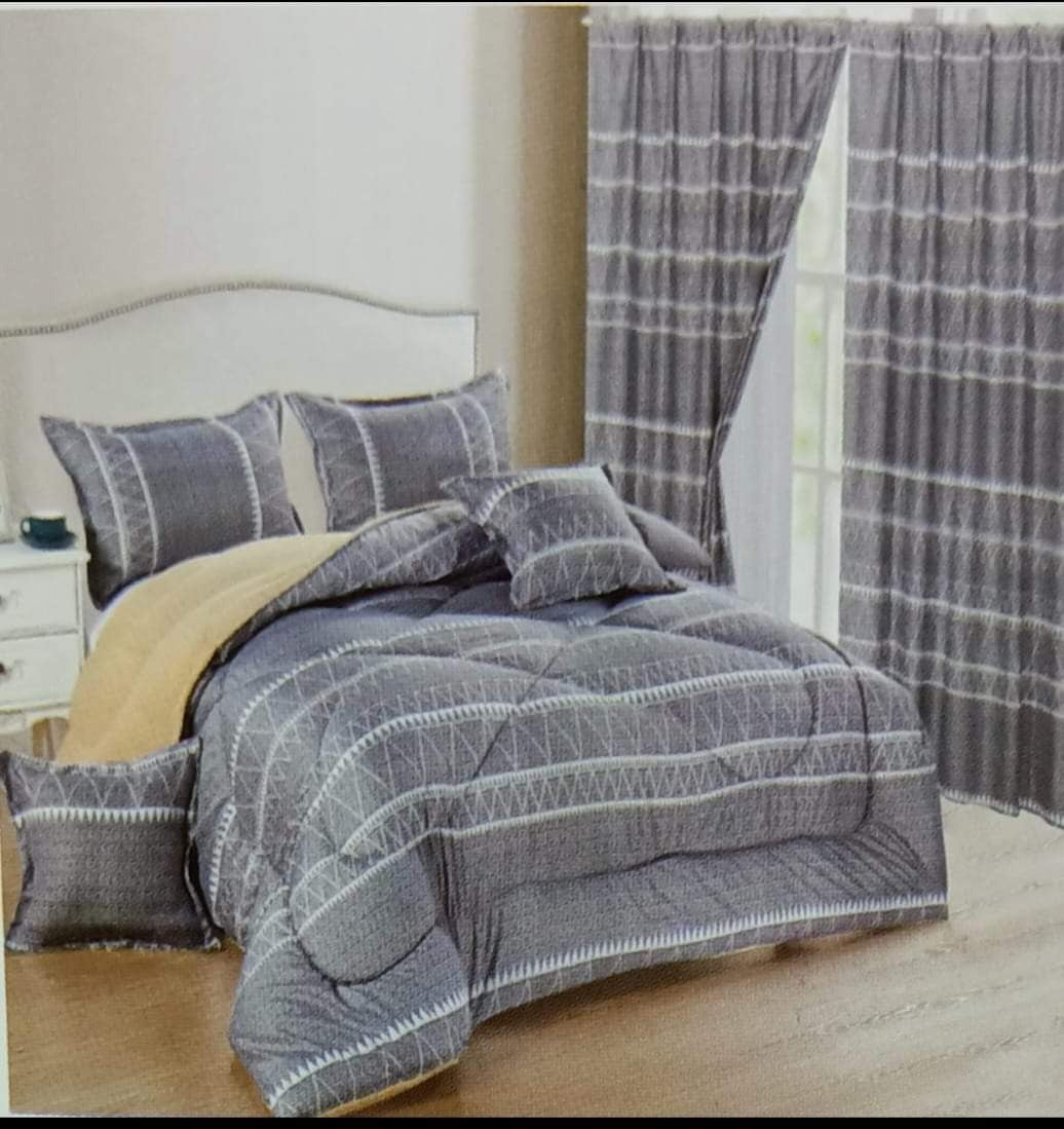 7 Piece Cotton/Woolen Duvet With Matching Curtain Set