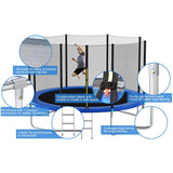 Trampoline Kids Bouncing Castle with Safety Enclosure with Netting and Ladder Edge Cover Jumping Mat