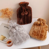 Cosy Faux Fur Pom Pom Hot Water Bottle - 2 Litre