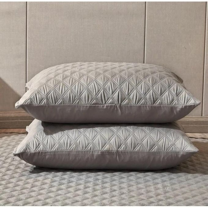 2 Pack Pillow Protectors Quilted Zipped Breathable 100% Cotton Hotel Quality 50 x 75cm