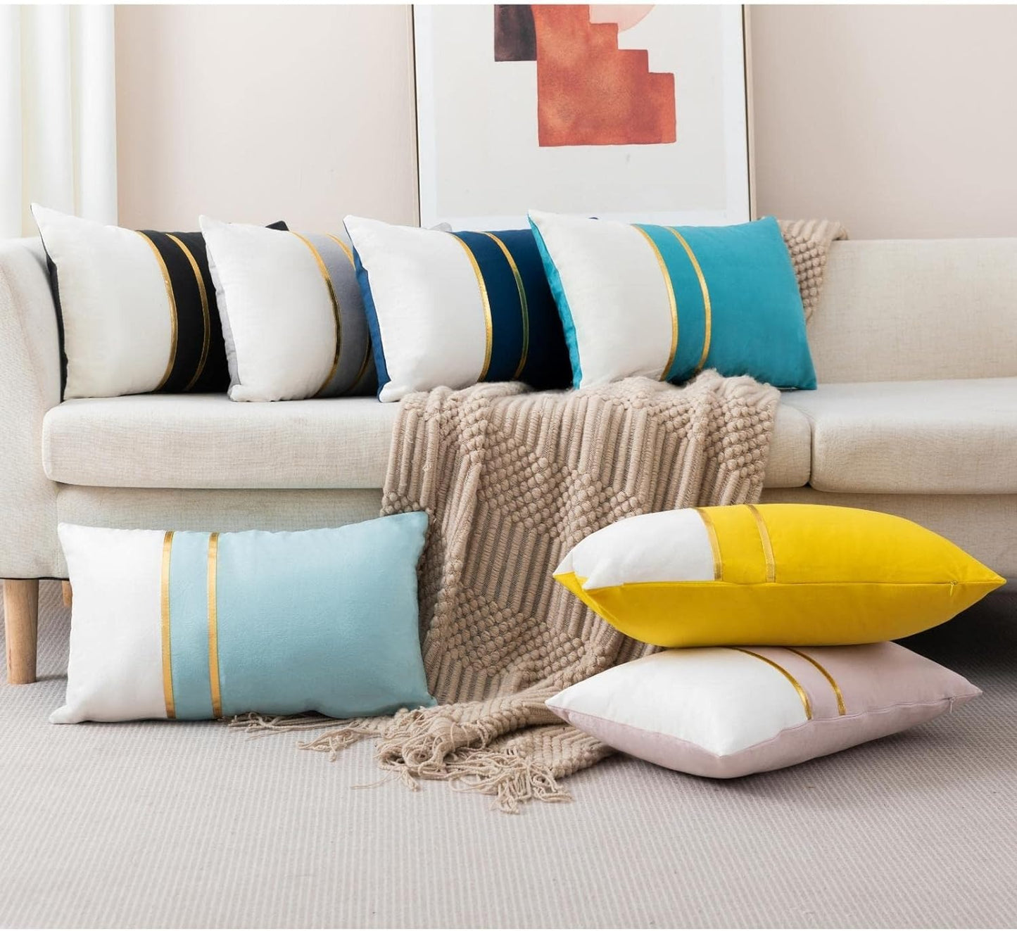 Velvet Decorative Lumbar Cushion Covers