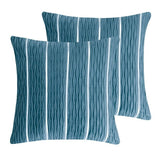 Velvet Decorative Pillow Covers Silver and Wave Striped Luxury Style Pillow Case