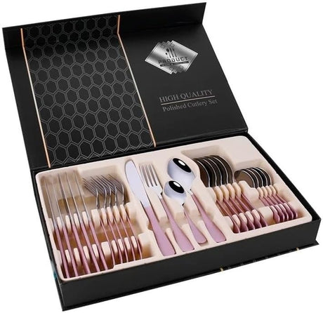 Silverware Set, 24 Piece Stainless Steel Cutlery Cutlery Cutlery Cutlery Gift Craft Box Set