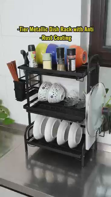 3 Tier Dish Racks for Kitchen Counter, Dish Drainer Rack Stainless Steel