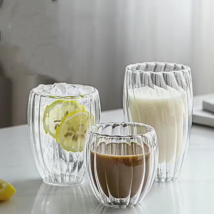 Stripe Double Wall Glass Mug