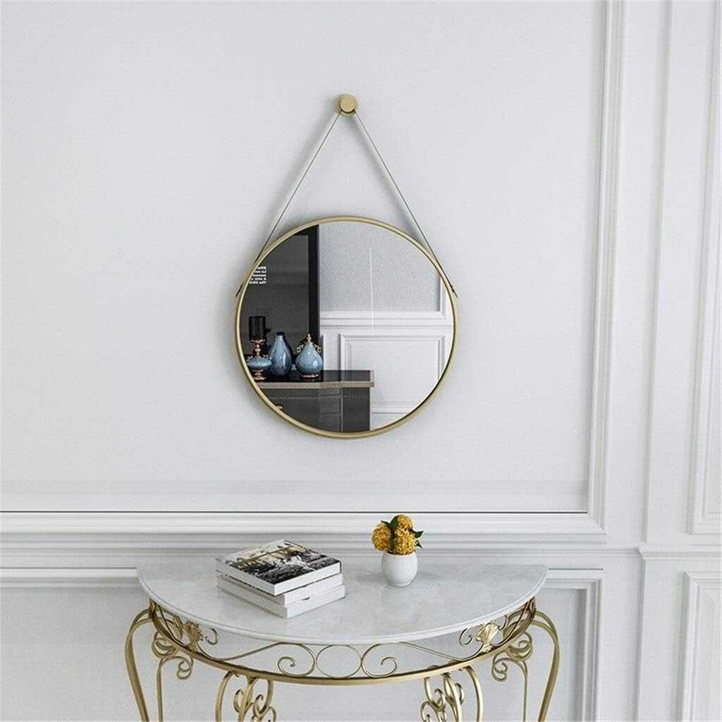 Nordic Wall Mirror Wall-Mounted Decorative Round Mirror with Hanging Strap