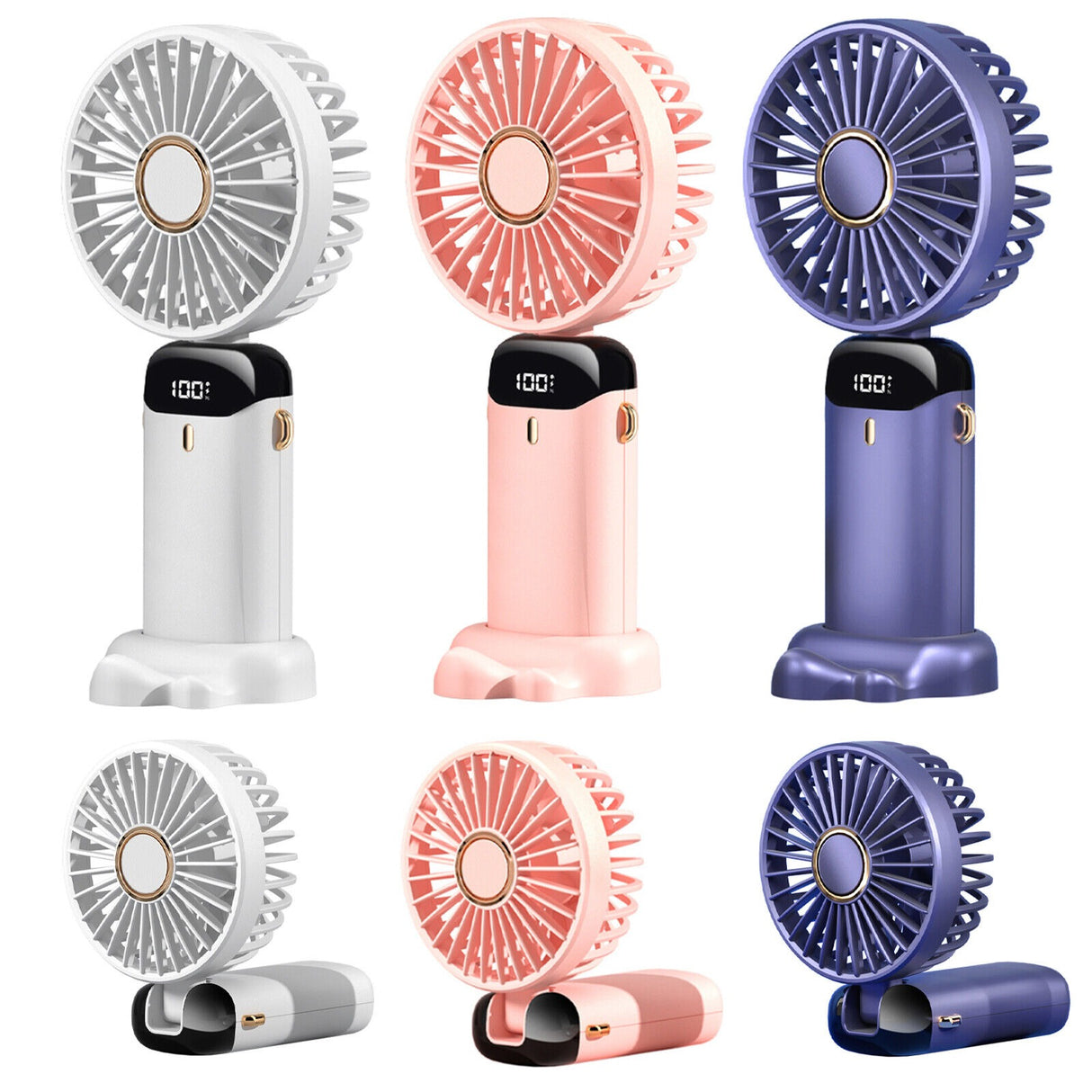 Mini Handheld Fan, Portable USB Desk Fan, 3000mAh Rechargeable 5 Speed Foldable Silent Fan, Suitable for Home Office Travel