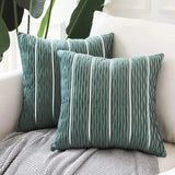 Velvet Decorative Pillow Covers Silver and Wave Striped Luxury Style Pillow Case