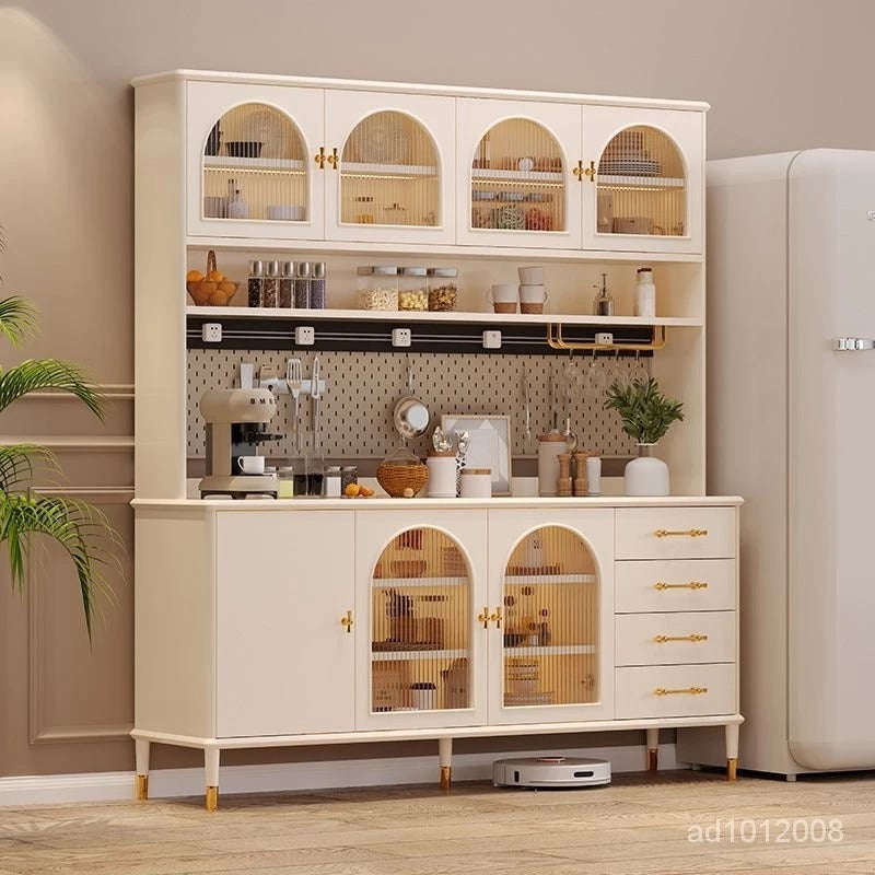 Side Panel Buffet Modern Storage Space White Sideboard Marble Slab Countertop Sideboard Home Multi-Functional Buffet Cabinet Tea Cabinet Wine Cabinet Locker Free Standing Decorative Cabinet