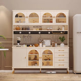 Side Panel Buffet Modern Storage Space White Sideboard Marble Slab Countertop Sideboard Home Multi-Functional Buffet Cabinet Tea Cabinet Wine Cabinet Locker Free Standing Decorative Cabinet