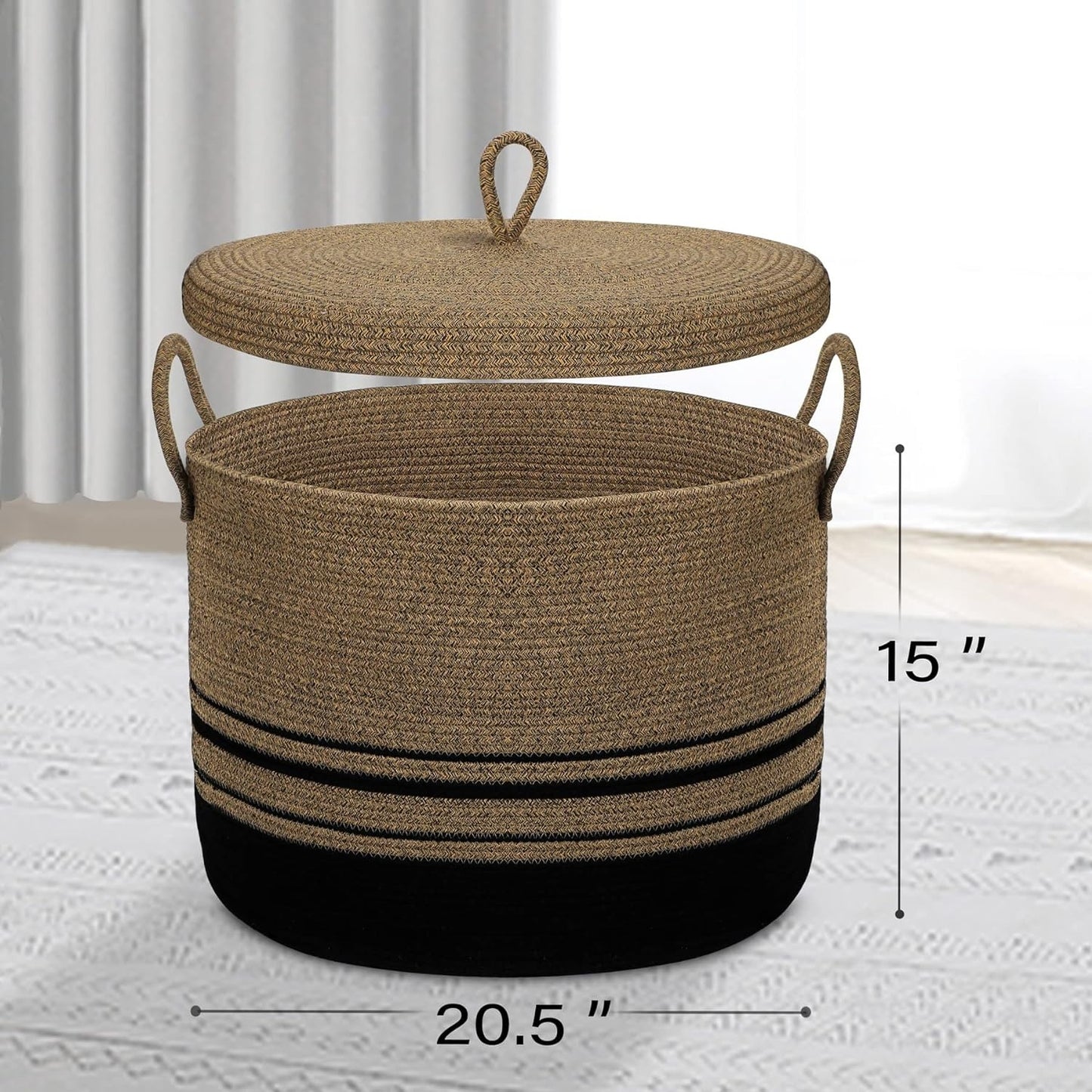 Large Laundry Basket Cotton Rope Basket for Blankets Cushions in Living Room