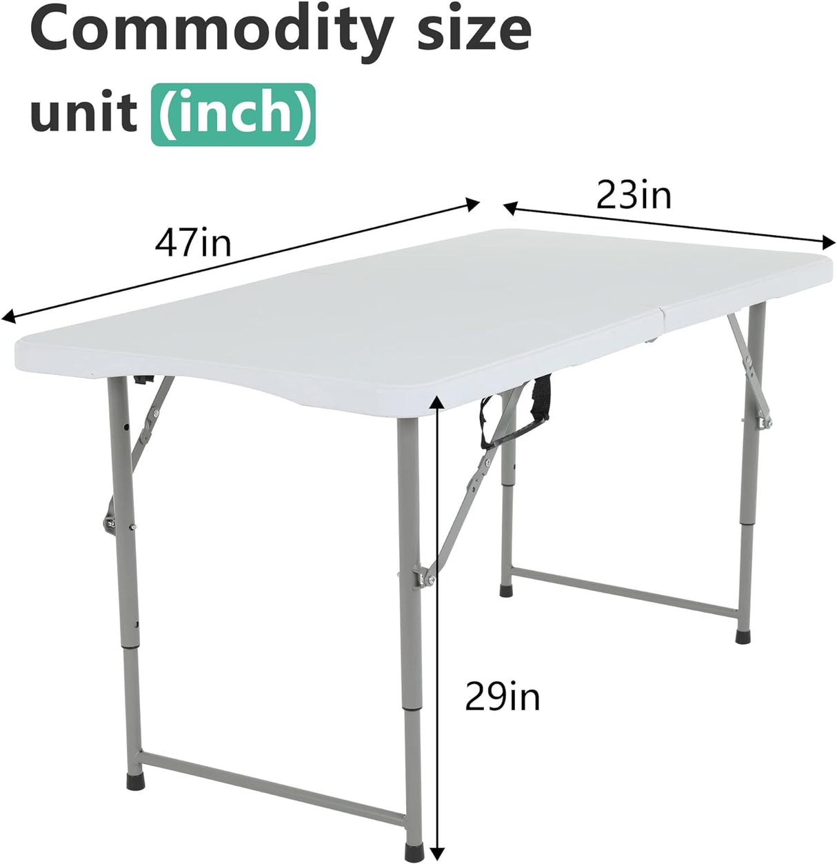 Folding, Half Portable Foldable Table for Parties, Backyard Events,White 1.2M