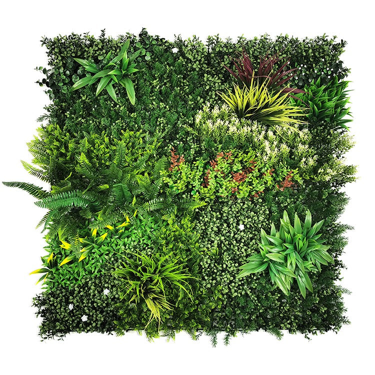 Vibrant Meadow Artificial Green Plant Wall Panel 1M x 1M