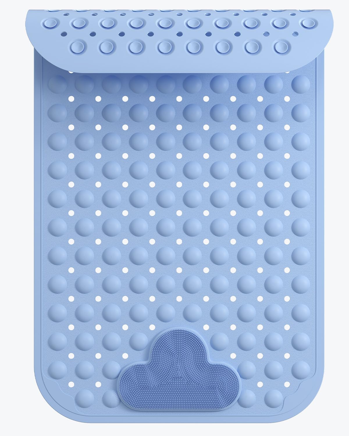 Bath Mat Non Slip with Foot Scrubber, Anti Slip Bath Mat for Tub, Rubber Shower Mat with Suction Cups and Drain Holes