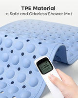 Bath Mat Non Slip with Foot Scrubber, Anti Slip Bath Mat for Tub, Rubber Shower Mat with Suction Cups and Drain Holes